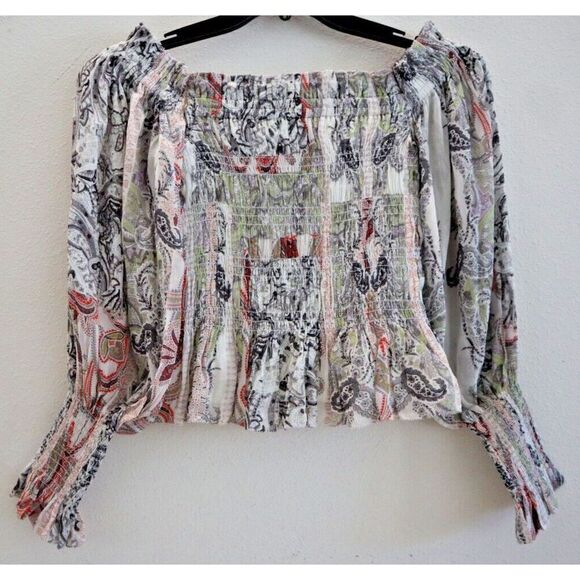 AllSaints WM297W Women's Sz 6 Soft Pink Lara Makutu Off the Shoulder Top - Picture 2 of 9